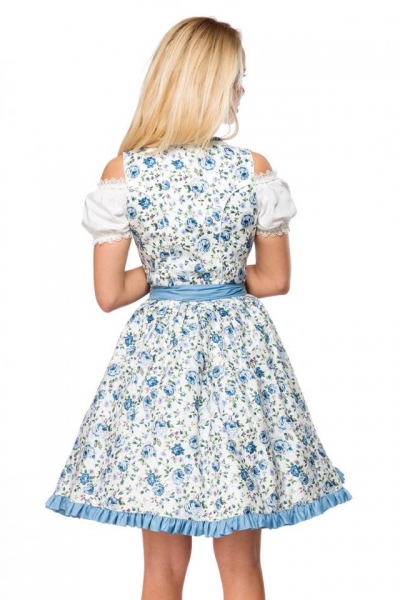 Romantisches Dirndl mit Blümchen in weiß/blau