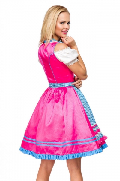 Dirndline Dirndl mit Karoschürze Pink/Blau