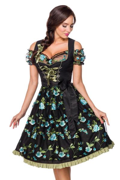 Dirndline Dirndl inkl. Spitzenbluse Schwarz/Grün