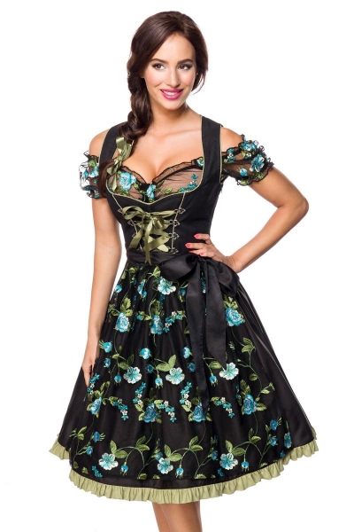 Dirndline Dirndl inkl. Spitzenbluse Schwarz/Grün