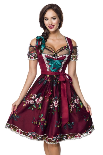 Dirndline Dirndl inkl. Spitzenbluse Rot/Schwarz