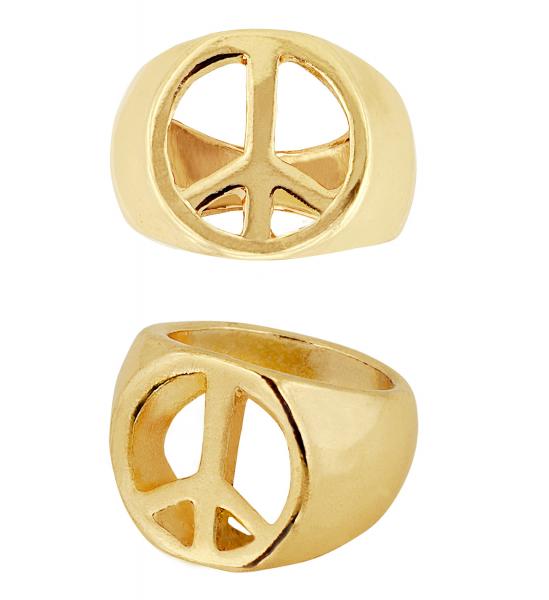 Goldener Hippie Ring in Peace Zeichen Form