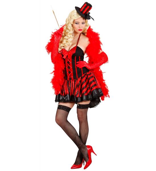 Damen Burlesque Girl Kostüm Rot Schwarz