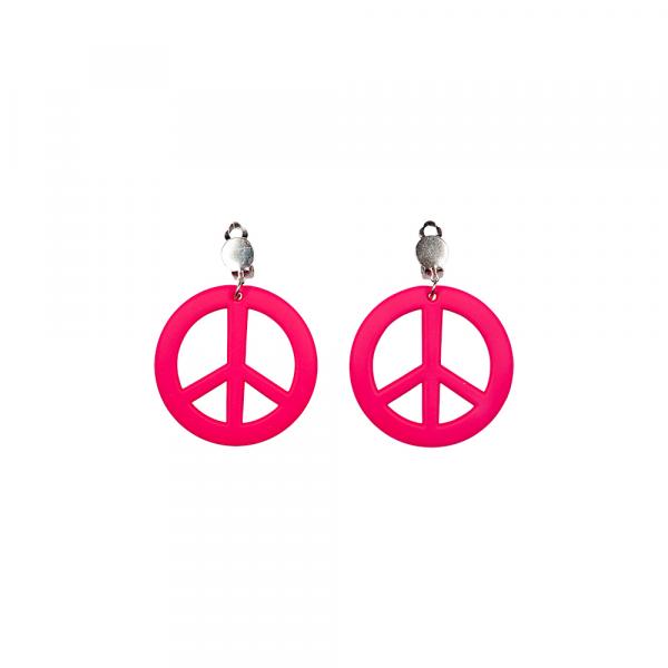 Hippie Peace Zeichen Ohrringe in Neon Pink