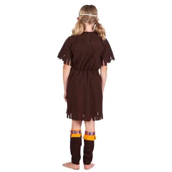 Indianer Mädchenkostüm S 4-6 Jahre mit  Stirnband, Kleid mit Schürze, Beinschienen