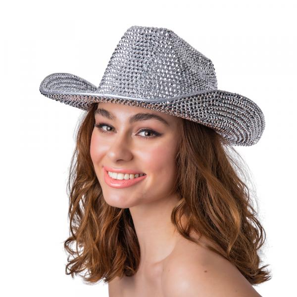 Super Deluxe Cowgirl hut mit Strass besetzt Silber