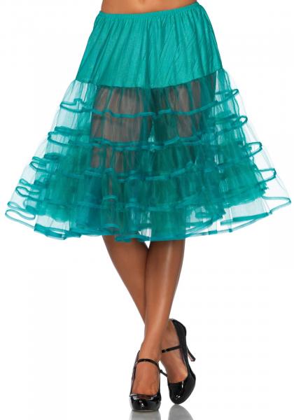 Langer Petticoat mit Seidenborte in Jade