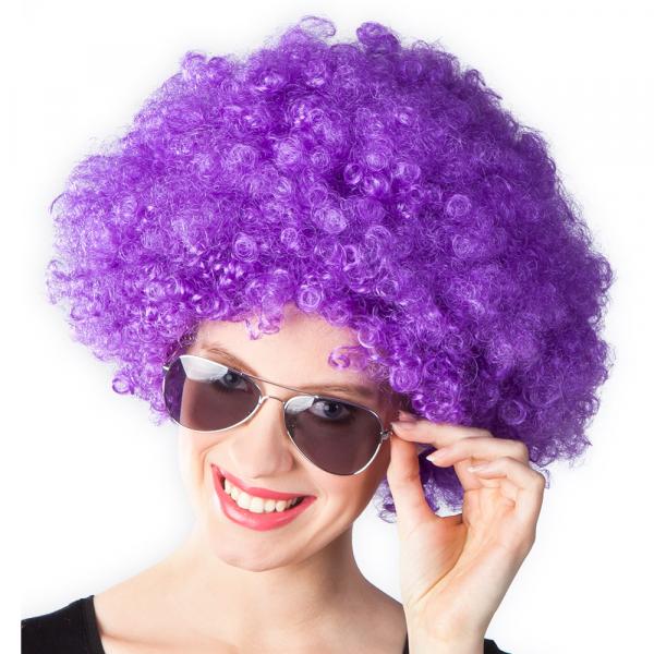 Violette lockige Afro Perücke