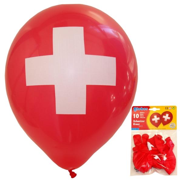 Ballon CH-Kreuz 10 Stück ø 31 cm, im SB-Beutel