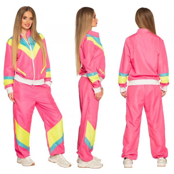 Retro Jogginganzug für Damen 80er Bad Taste Neonpink