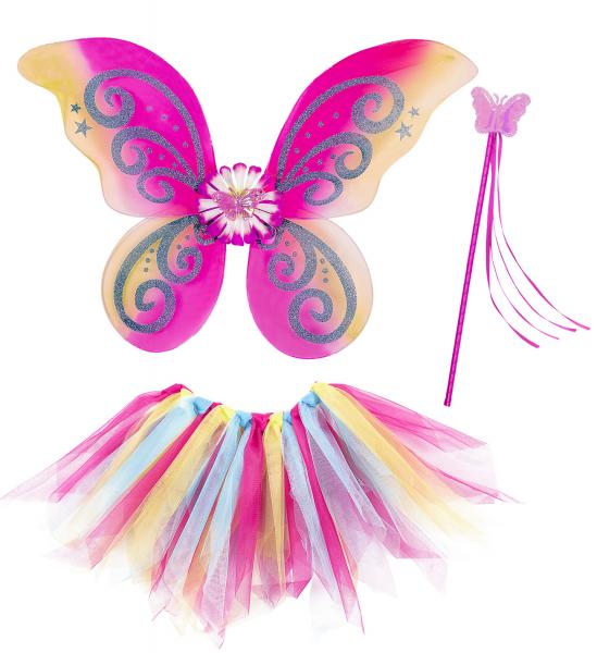 Magic Fairy bunt mit Tutu, Flügel und Feenstab Kinder