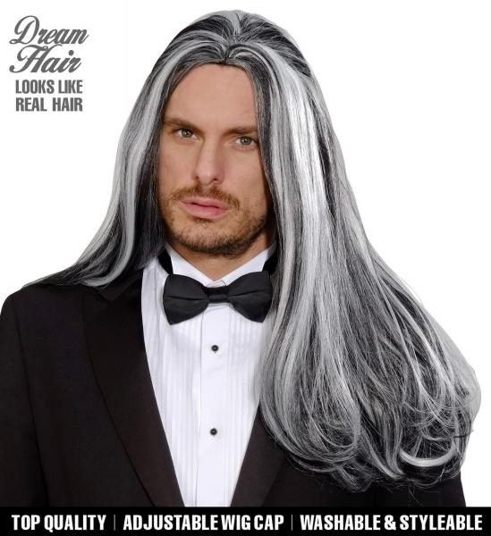 Perücke Dream Hair Vampir in Grau/Schwarz lang