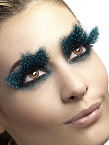 Feder-Wimpern Punkte lang schwarz-blau l Smiffys 24234