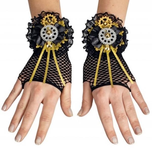 Steampunk Netzhandschuhe mit Zahnräder