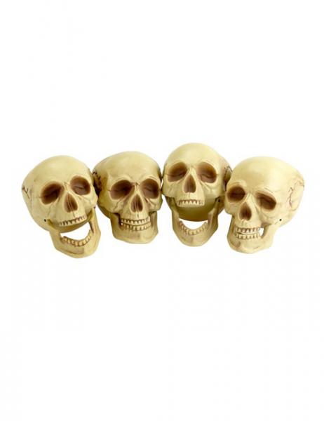 Totenschädel beweglich Hallowen-Dekoration 4er-Set 16cm beige