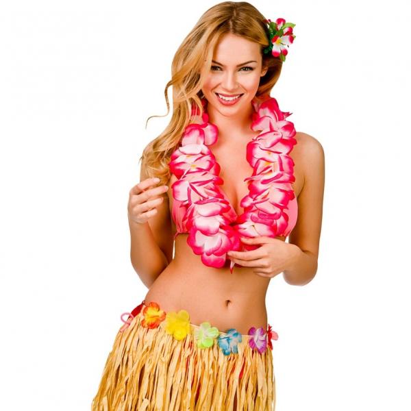 Hawai Waikiki Blütenkette Petal Lei extra Dick 11,5 cm in Hot Pink