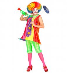 Frau Clown Kleid mit Reifrock und Krawatte, Hose